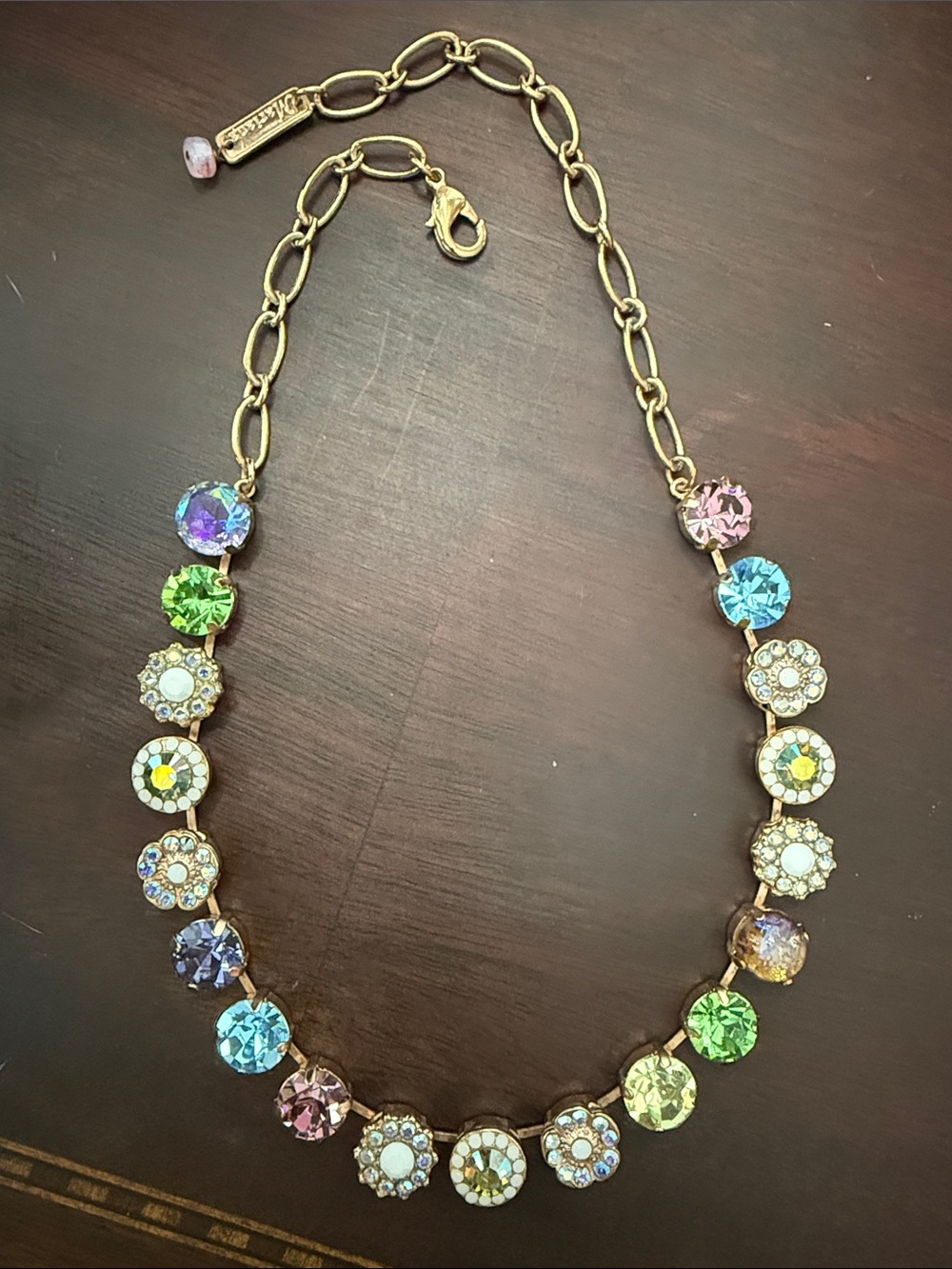 Mariana Multicolor Crystal Necklace Pastel Green Blue Purple Pink Rose Gold - Picture 2 of 9